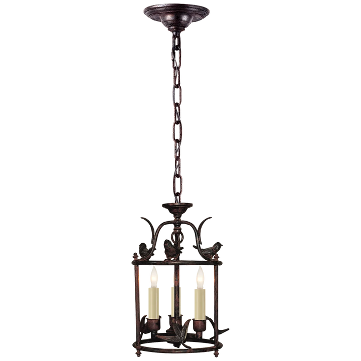 Diedre Petite Classical Perching Bird Lantern-Visual Comfort-VISUAL-CHC 3109R-ChandeliersRust with Verdis Accent-2-France and Son