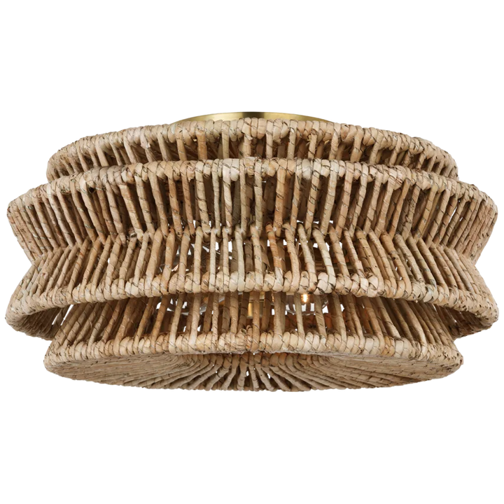 Anna Large Drum Semi-Flush Mount-Visual Comfort-VISUAL-CHC 4015AB/NAB-Flush MountsAntique-Burnished Brass and Natural Abaca-1-France and Son