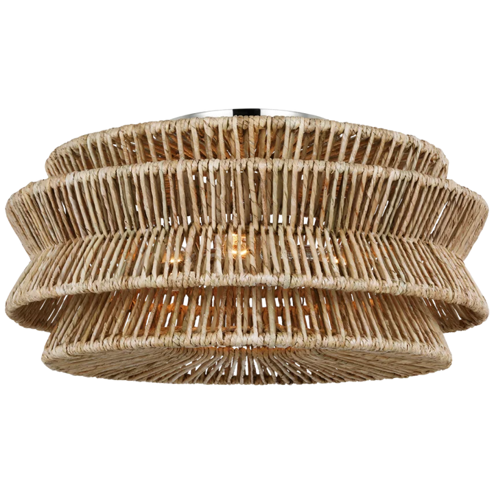 Anna XL Semi-Flush Mount-Visual Comfort-VISUAL-CHC 4016PN/NAB-Flush MountsPolished Nickel and Natural Abaca-2-France and Son