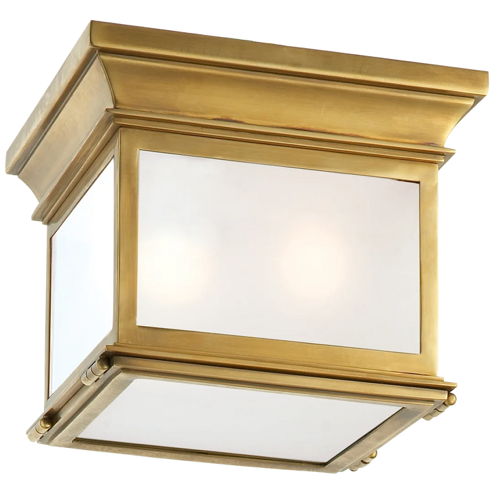 Clone Small Square Flush Mount-Visual Comfort-VISUAL-CHC 4128AB-FG-Flush MountsAntique-Burnished Brass-Frosted Glass-2-France and Son