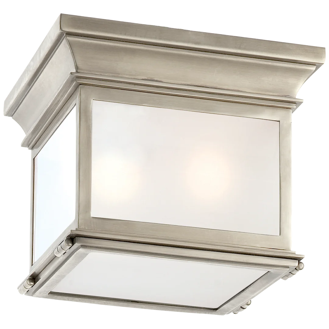 Clone Small Square Flush Mount-Visual Comfort-VISUAL-CHC 4128AN-FG-Flush MountsAntique Nickel-Frosted Glass-4-France and Son