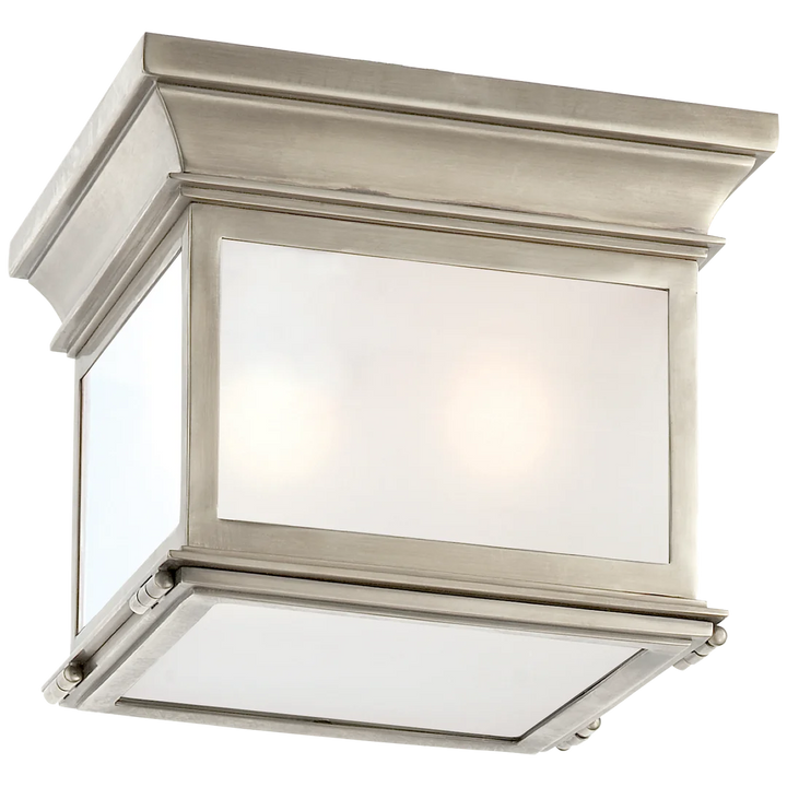 Clone Small Square Flush Mount-Visual Comfort-VISUAL-CHC 4128AN-FG-Flush MountsAntique Nickel-Frosted Glass-4-France and Son