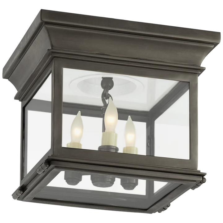 Clone Small Square Flush Mount-Visual Comfort-VISUAL-CHC 4128BZ-CG-Flush MountsBronze-Clear Glass-5-France and Son