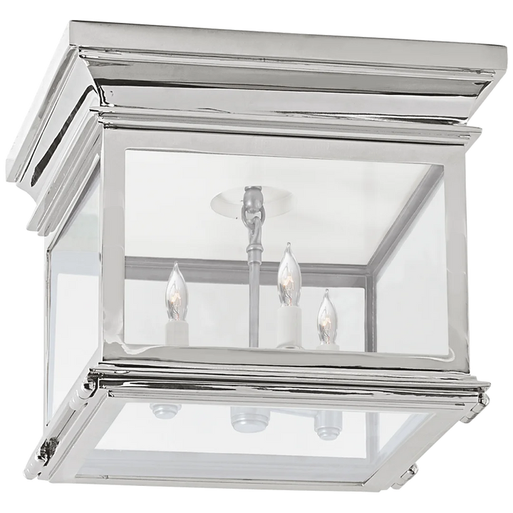 Clone Small Square Flush Mount-Visual Comfort-VISUAL-CHC 4128PN-CG-Flush MountsPolished Nickel-Clear Glass-7-France and Son