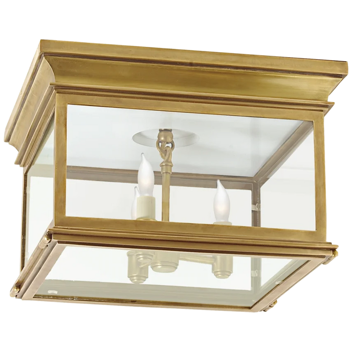 Clone Large Square Flush Mount-Visual Comfort-VISUAL-CHC 4129AB-CG-Flush MountsAntique-Burnished Brass / 4129AB-CG-Clear Glass-1-France and Son