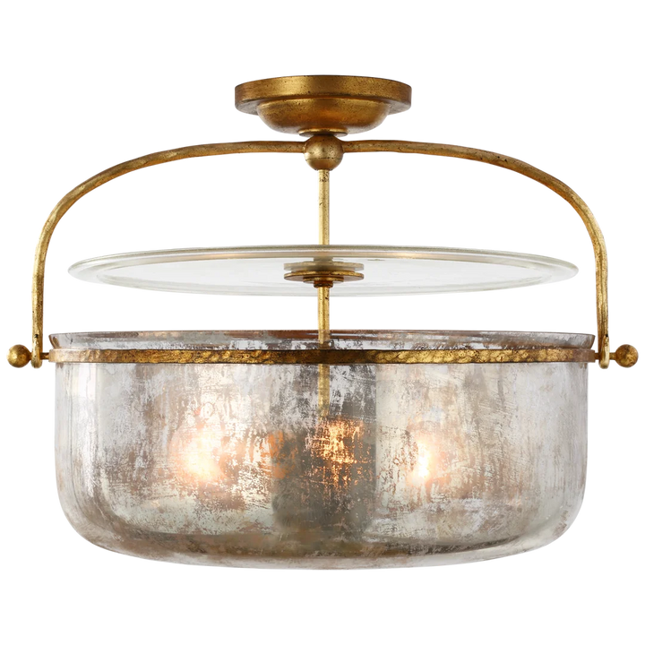 Lanny Medium Semi - Flush Lantern-Visual Comfort-VISUAL-CHC 4270GI-MG-Flush MountsGilded Iron-Mercury Glass-2-France and Son