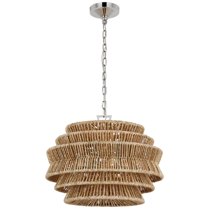 Anza Drum Chandelier-Visual Comfort-VISUAL-CHC 5015PN/NAB-ChandeliersPolished Nickel-Natural Abaca-Small-4-France and Son