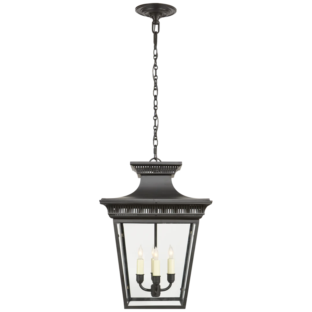 Elsie Medium Hanging Lantern-Visual Comfort-VISUAL-CHC 5050BLK-ChandeliersBlack-Clear Glass-1-France and Son