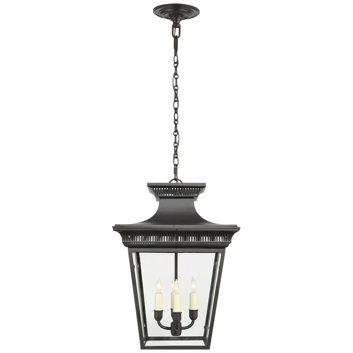 Elsie Medium Hanging Lantern-Visual Comfort-VISUAL-CHC 5050BLK-ChandeliersBlack-Clear Glass-1-France and Son