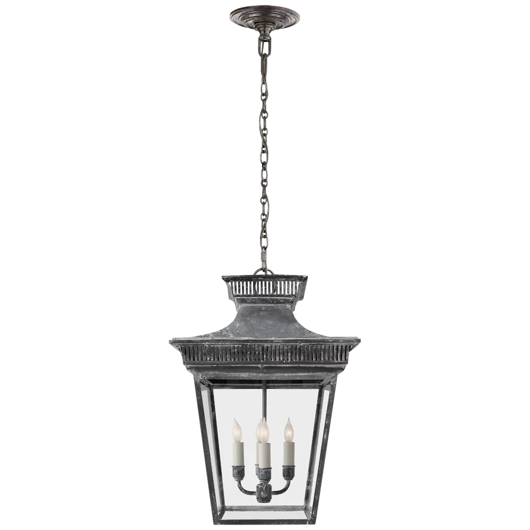 Elsie Medium Hanging Lantern-Visual Comfort-VISUAL-CHC 5050WZ-ChandeliersWeathered Zinc-Clear Glass-3-France and Son