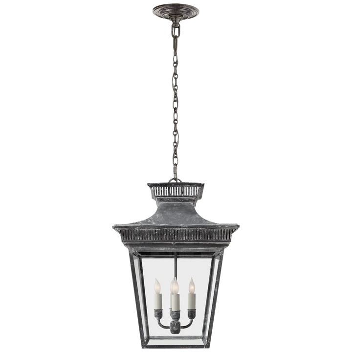 Elsie Medium Hanging Lantern-Visual Comfort-VISUAL-CHC 5050WZ-ChandeliersWeathered Zinc-Clear Glass-3-France and Son