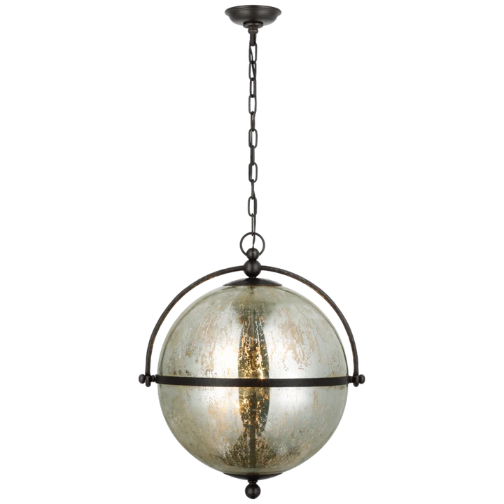 Bailey XL Pendant-Visual Comfort-VISUAL-CHC 5066AI-MG-PendantsAged Iron with Antique Mercury Glass-1-France and Son