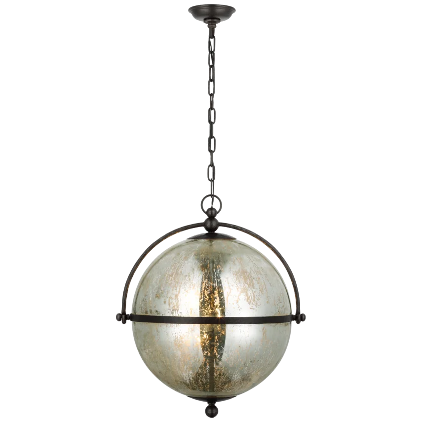 Bailey XL Pendant-Visual Comfort-VISUAL-CHC 5066AI-MG-PendantsAged Iron with Antique Mercury Glass-1-France and Son