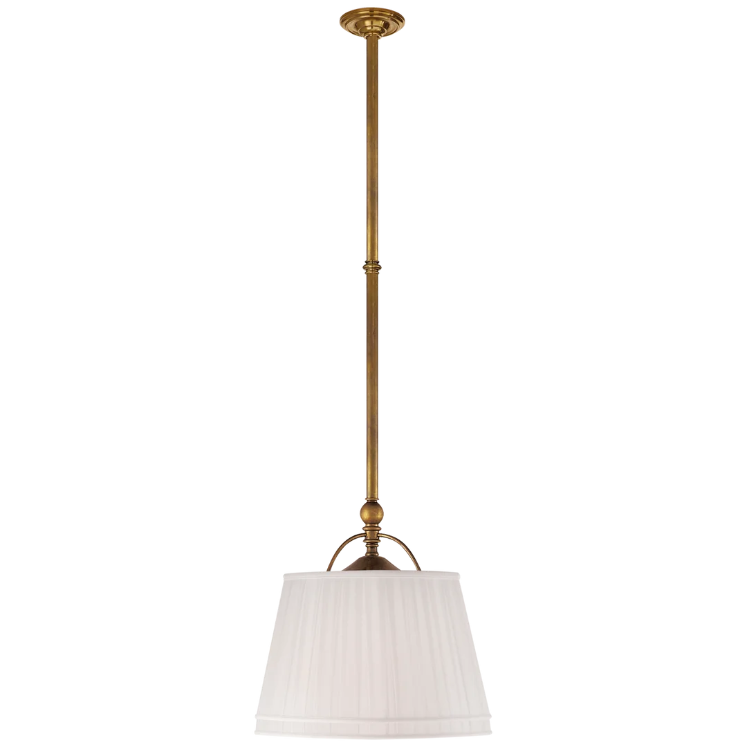 Skye Single Shop Light-Visual Comfort-VISUAL-CHC 5101AB-L-PendantsAntique-Burnished Brass-Linen Shade-1-France and Son