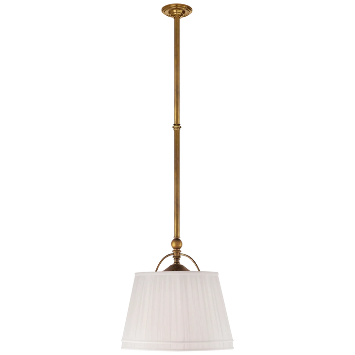 Skye Single Shop Light-Visual Comfort-VISUAL-CHC 5101AB-L-PendantsAntique-Burnished Brass-Linen Shade-1-France and Son