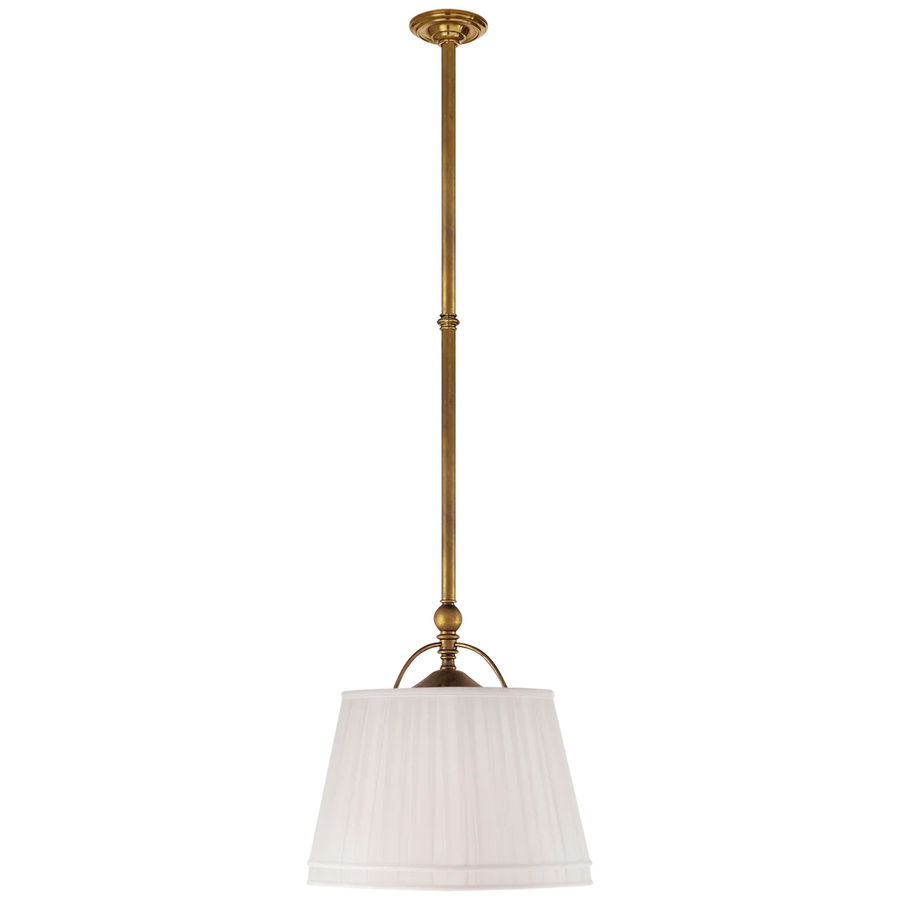 Skye Single Shop Light-Visual Comfort-VISUAL-CHC 5101AB-L-PendantsAntique-Burnished Brass-Linen Shade-1-France and Son