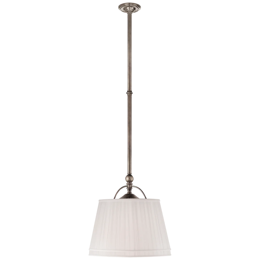 Skye Single Shop Light-Visual Comfort-VISUAL-CHC 5101AN-L-PendantsAntique Nickel-Linen Shade-2-France and Son