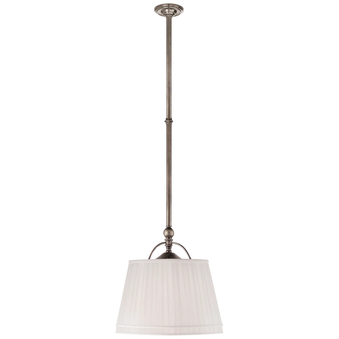 Skye Single Shop Light-Visual Comfort-VISUAL-CHC 5101AN-L-PendantsAntique Nickel-Linen Shade-2-France and Son