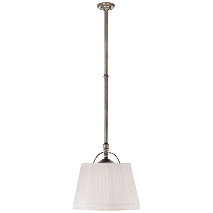 Skye Single Shop Light-Visual Comfort-VISUAL-CHC 5101AN-L-PendantsAntique Nickel-Linen Shade-2-France and Son