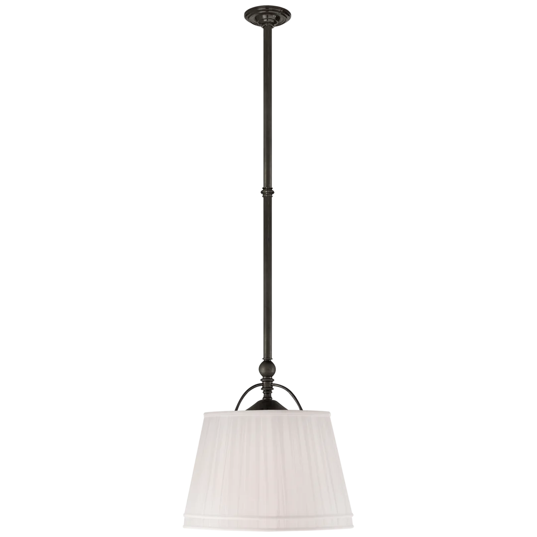 Skye Single Shop Light-Visual Comfort-VISUAL-CHC 5101BZ-L-PendantsBronze-Linen Shade-3-France and Son