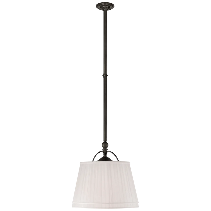 Skye Single Shop Light-Visual Comfort-VISUAL-CHC 5101BZ-L-PendantsBronze-Linen Shade-3-France and Son