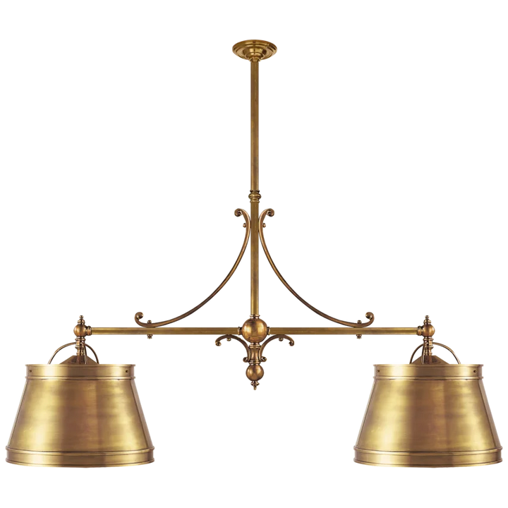 Skye Double Shop Pendant-Visual Comfort-VISUAL-CHC 5102AB-AB-PendantsAntique-Burnished Brass with Antique-Burnished Brass Shades-1-France and Son