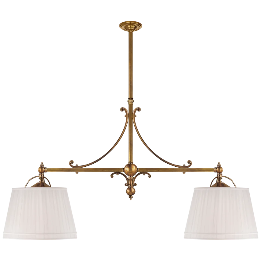 Skye Double Shop Pendant-Visual Comfort-VISUAL-CHC 5102AB-L-PendantsAntique-Burnished Brass with Linen Shades-4-France and Son