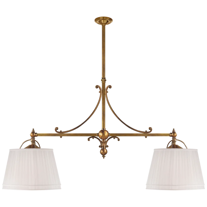 Skye Double Shop Pendant-Visual Comfort-VISUAL-CHC 5102AB-L-PendantsAntique-Burnished Brass with Linen Shades-4-France and Son