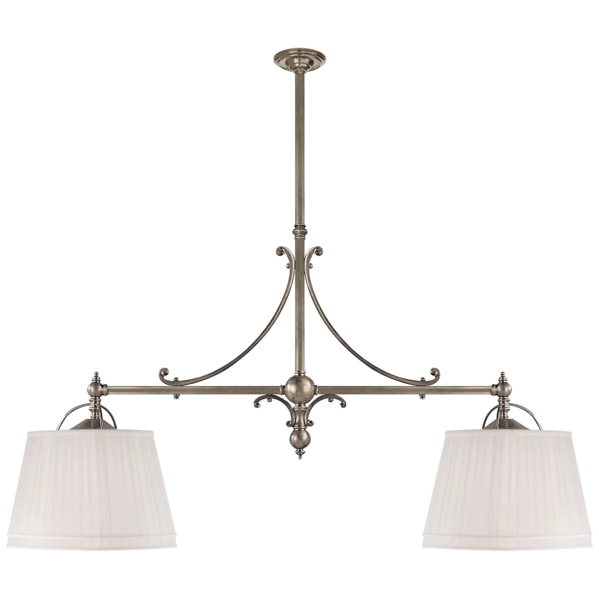 Skye Double Shop Pendant-Visual Comfort-VISUAL-CHC 5102AN-L-PendantsAntique Nickel with Linen Shades-5-France and Son