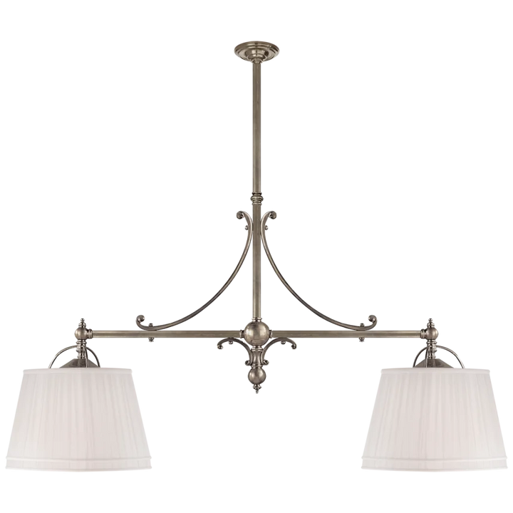 Skye Double Shop Pendant-Visual Comfort-VISUAL-CHC 5102AN-L-PendantsAntique Nickel with Linen Shades-5-France and Son