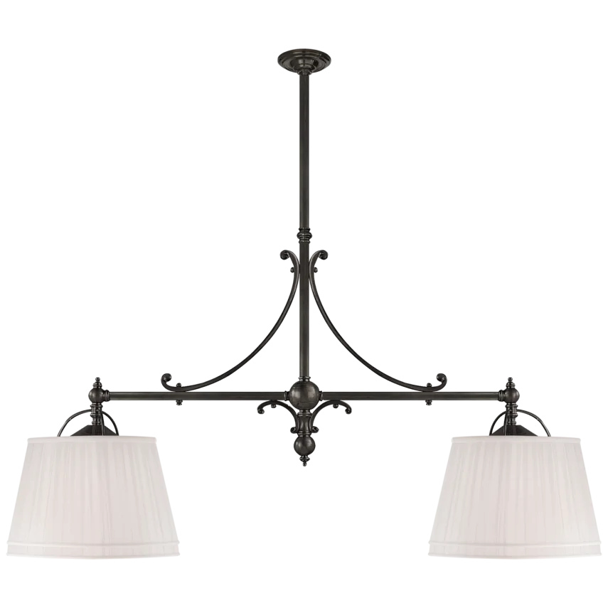 Skye Double Shop Pendant-Visual Comfort-VISUAL-CHC 5102BZ-L-PendantsBronze with Linen Shades-6-France and Son