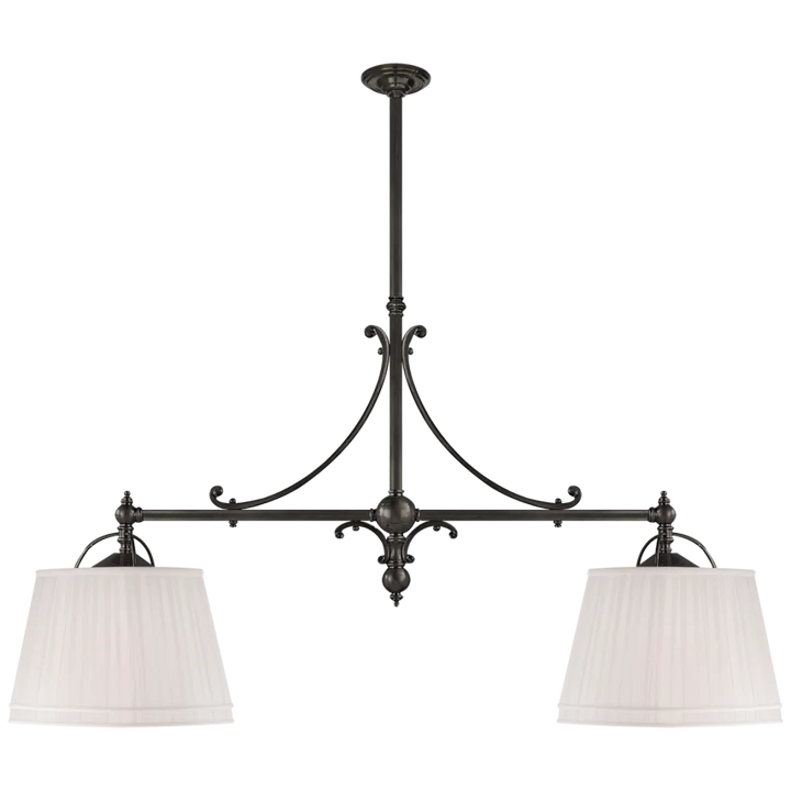 Skye Double Shop Pendant-Visual Comfort-VISUAL-CHC 5102BZ-L-PendantsBronze with Linen Shades-6-France and Son