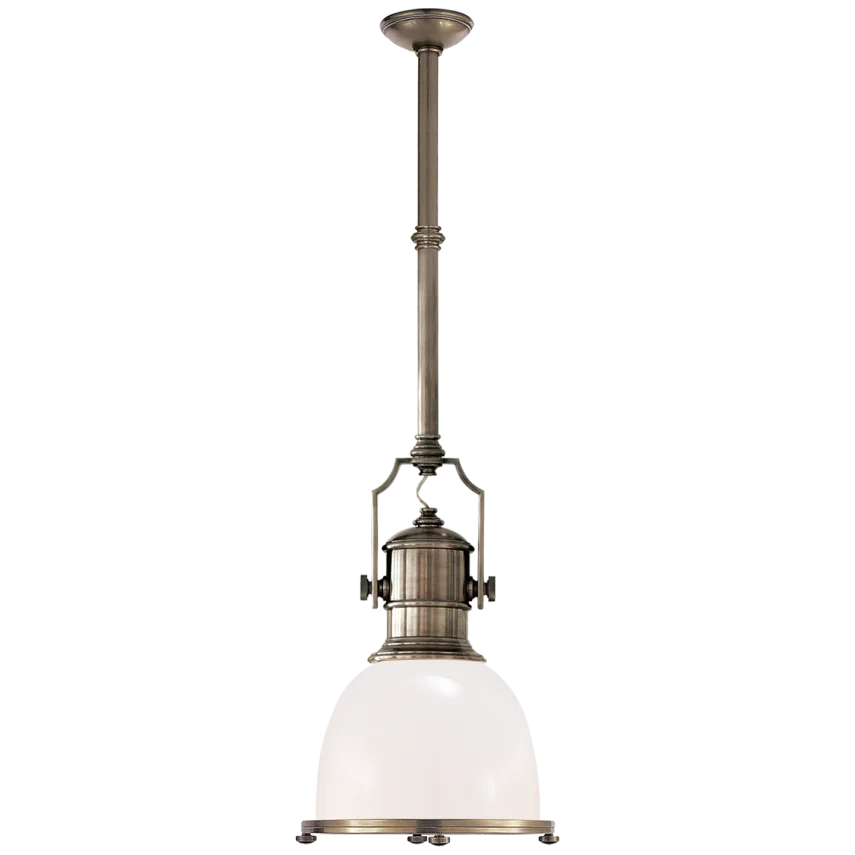 Cornell Industrial Small Pendant-France & Son-VISUAL-CHC 5133AN-WG-PendantsAntique Nickel with White Glass Shade-4-France and Son