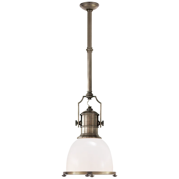 Cornell Industrial Small Pendant-France & Son-VISUAL-CHC 5133AN-WG-PendantsAntique Nickel with White Glass Shade-4-France and Son