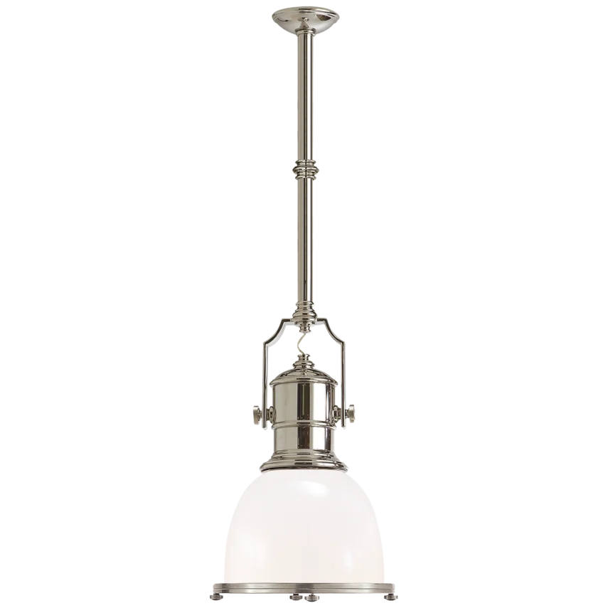 Cornell Industrial Small Pendant-France & Son-VISUAL-CHC 5133PN-WG-PendantsPolished Nickel with White Glass Shade-8-France and Son