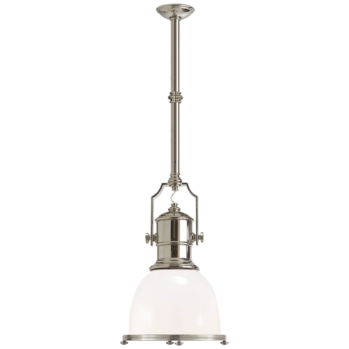 Cornell Industrial Small Pendant-France & Son-VISUAL-CHC 5133PN-WG-PendantsPolished Nickel with White Glass Shade-8-France and Son