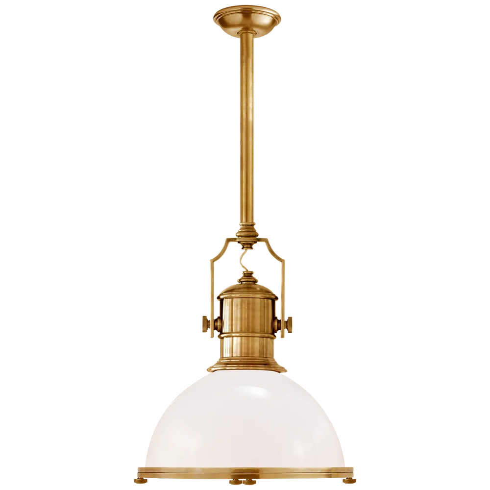 Center Industrial Large Pendant-Visual Comfort-VISUAL-CHC 5136AB-WG-PendantsBrass-White Glass Shade-2-France and Son