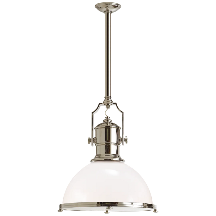 Center Industrial Large Pendant-Visual Comfort-VISUAL-CHC 5136PN-WG-PendantsPolished Nickel-White Glass Shade-8-France and Son