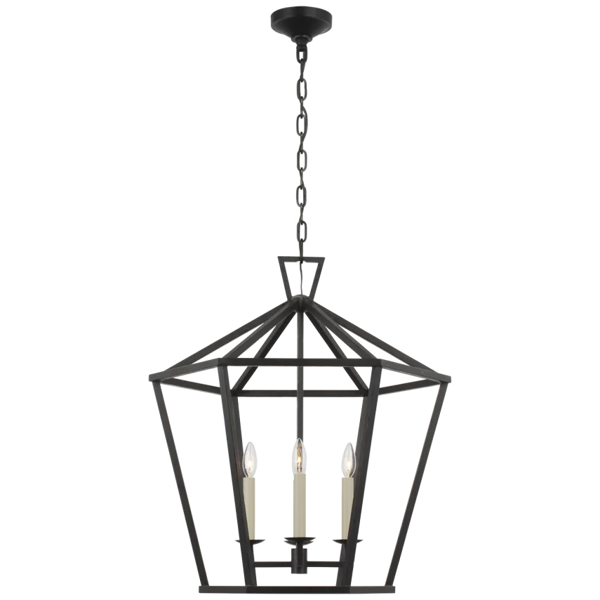 Darlen Large Hexagonal Lantern-Visual Comfort-VISUAL-CHC 5228AI-PendantsAged Iron-1-France and Son