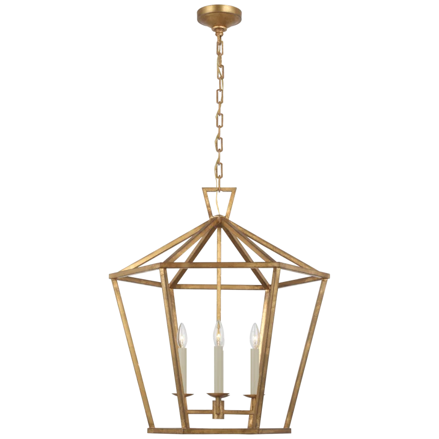 Darlen Large Hexagonal Lantern-Visual Comfort-VISUAL-CHC 5228GI-PendantsGilded Iron-2-France and Son