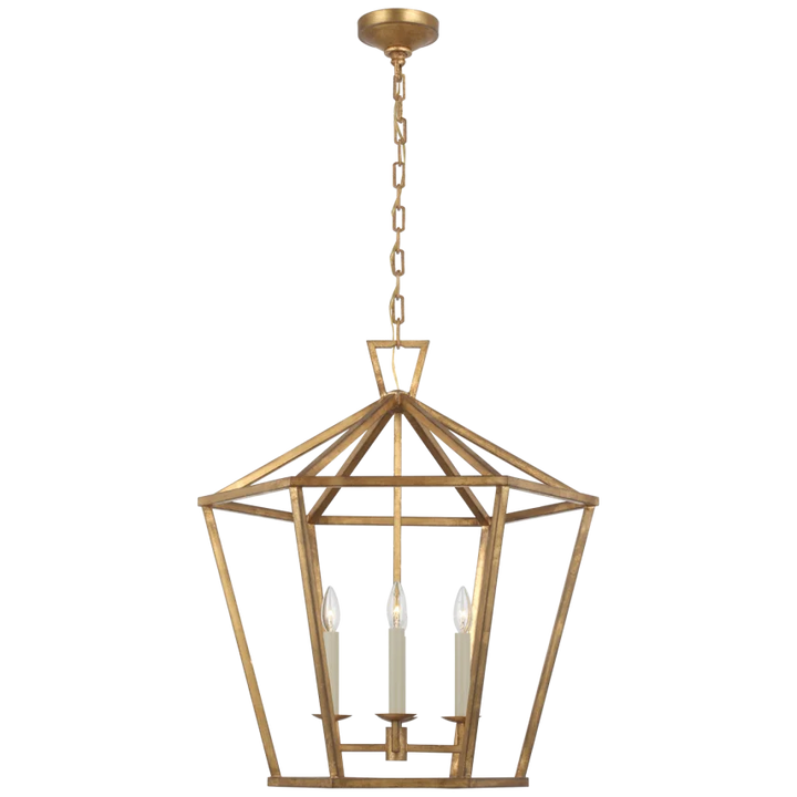 Darlen Large Hexagonal Lantern-Visual Comfort-VISUAL-CHC 5228GI-PendantsGilded Iron-2-France and Son