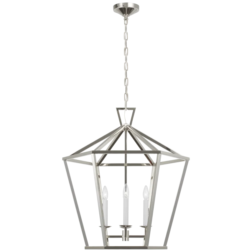 Darlen Large Hexagonal Lantern-Visual Comfort-VISUAL-CHC 5228PN-PendantsPolished Nickel-3-France and Son