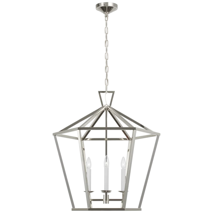 Darlen Large Hexagonal Lantern-Visual Comfort-VISUAL-CHC 5228PN-PendantsPolished Nickel-3-France and Son