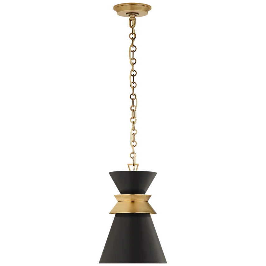 Alba Stacked Pendant-Visual Comfort-VISUAL-CHC 5240AB-BLK-PendantsSmall-Antique- Burnished Brass with Matte Black Shade-7-France and Son