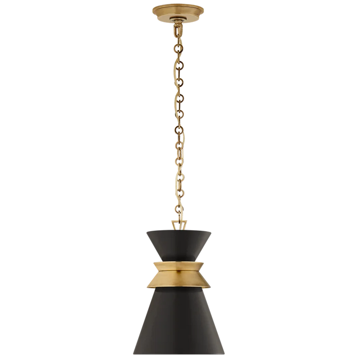 Alba Stacked Pendant-Visual Comfort-VISUAL-CHC 5240AB-BLK-PendantsSmall-Antique- Burnished Brass with Matte Black Shade-7-France and Son