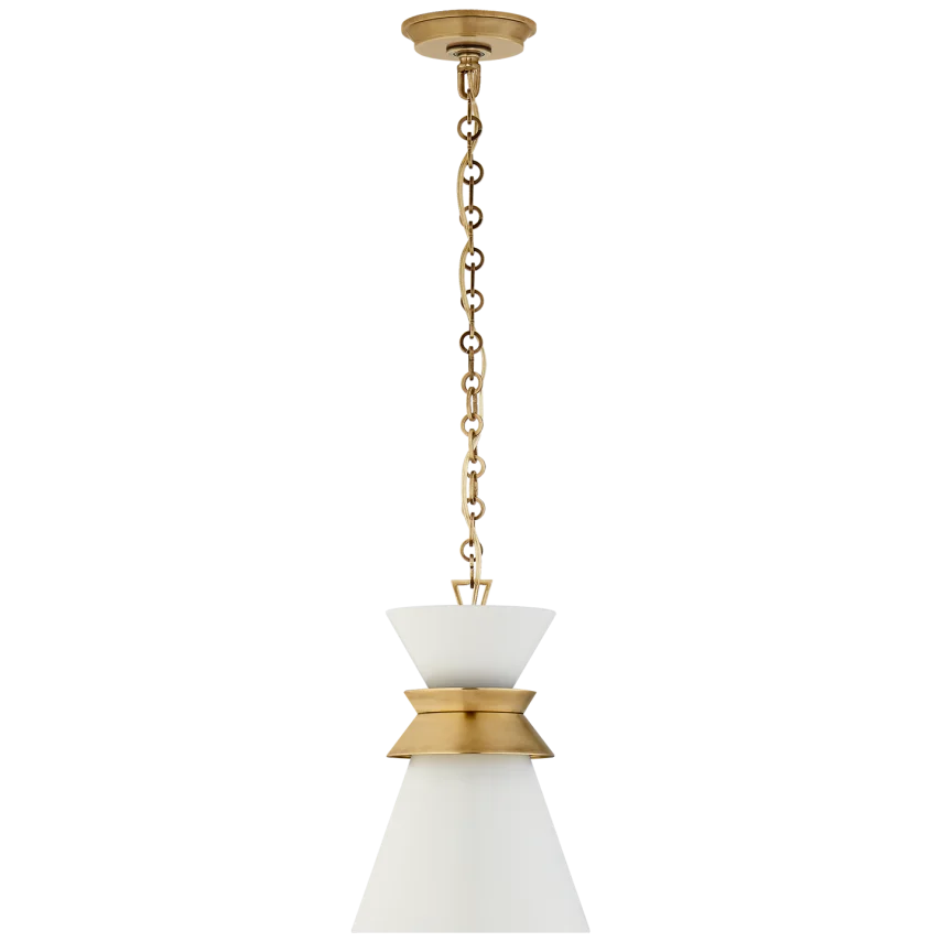 Alba Stacked Pendant-Visual Comfort-VISUAL-CHC 5240AB-WHT-PendantsSmall-Antique- Burnished Brass with Matte White Shade-8-France and Son