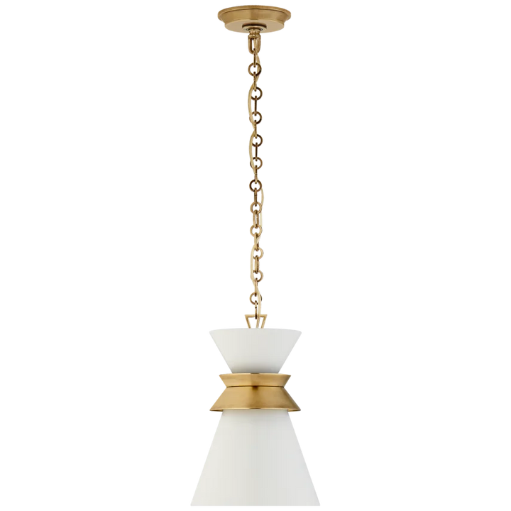 Alba Stacked Pendant-Visual Comfort-VISUAL-CHC 5240AB-WHT-PendantsSmall-Antique- Burnished Brass with Matte White Shade-8-France and Son