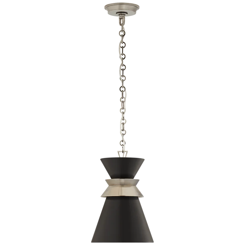 Alba Stacked Pendant-Visual Comfort-VISUAL-CHC 5240AN-BLK-PendantsSmall-Antique Nickel with Matte Black Shade-10-France and Son