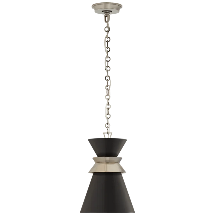 Alba Stacked Pendant-Visual Comfort-VISUAL-CHC 5240AN-BLK-PendantsSmall-Antique Nickel with Matte Black Shade-10-France and Son