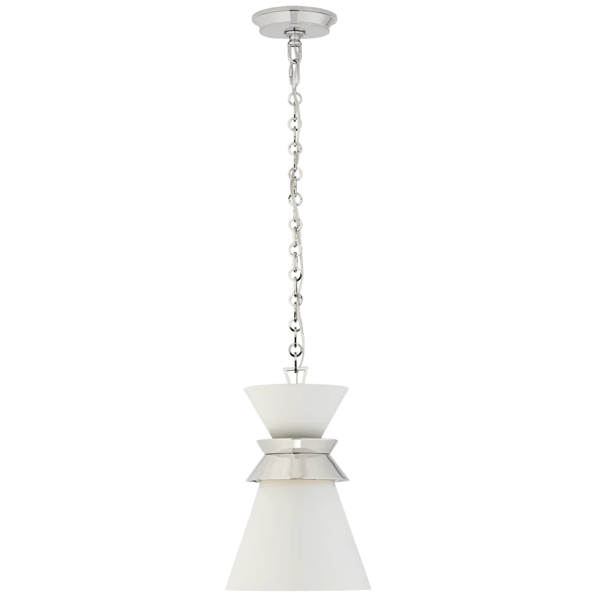 Alba Stacked Pendant-Visual Comfort-VISUAL-CHC 5240PN-WHT-PendantsSmall-Polished Nickel with Matte White Shade-12-France and Son